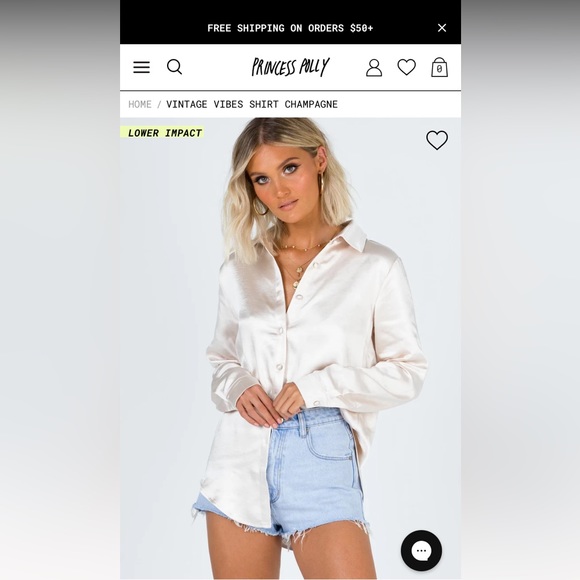 Princess Polly Tops - Princess Polly vintage vibes shirt champagne